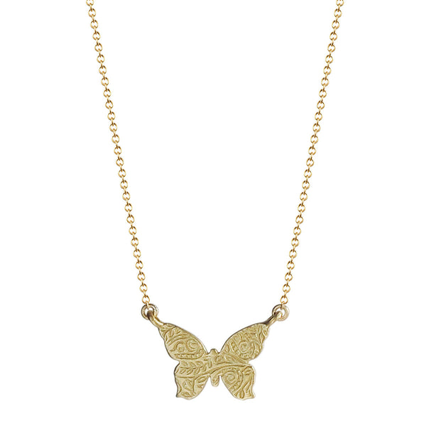 18K Gold Small Paisley Butterfly Pendant - Me&Ro