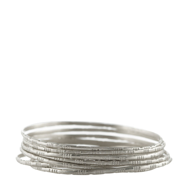 Sterling Silver Moroccan Bangles (Set of 7) - Me&Ro
