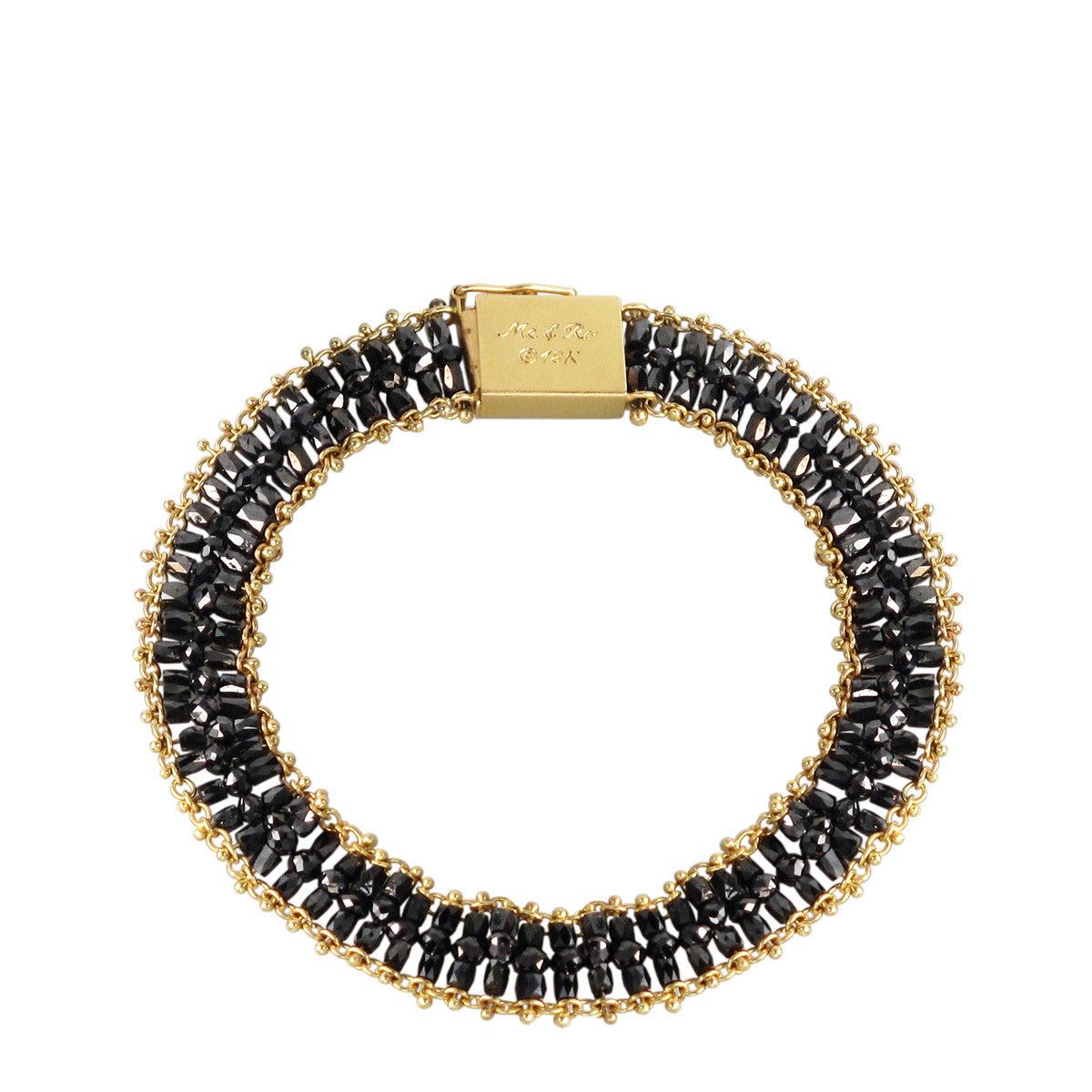 18K Gold Medium Slinky Tube Bracelet in Black Diamonds - Me&Ro