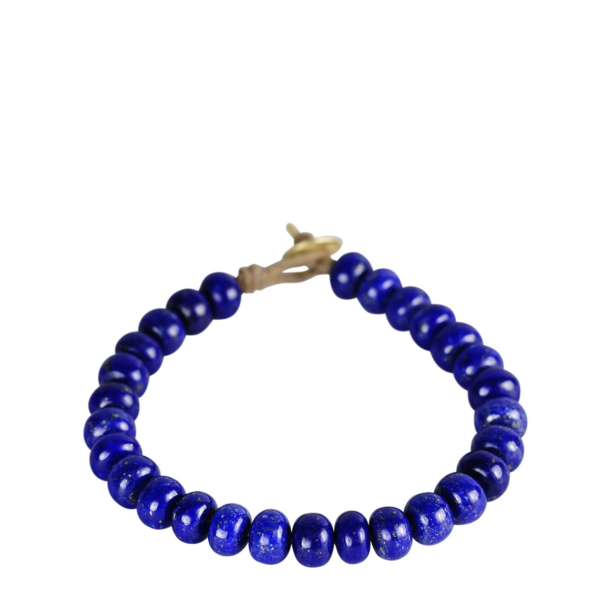 18K Gold Lapis Worry Bead Bracelet on Cord - Me&Ro