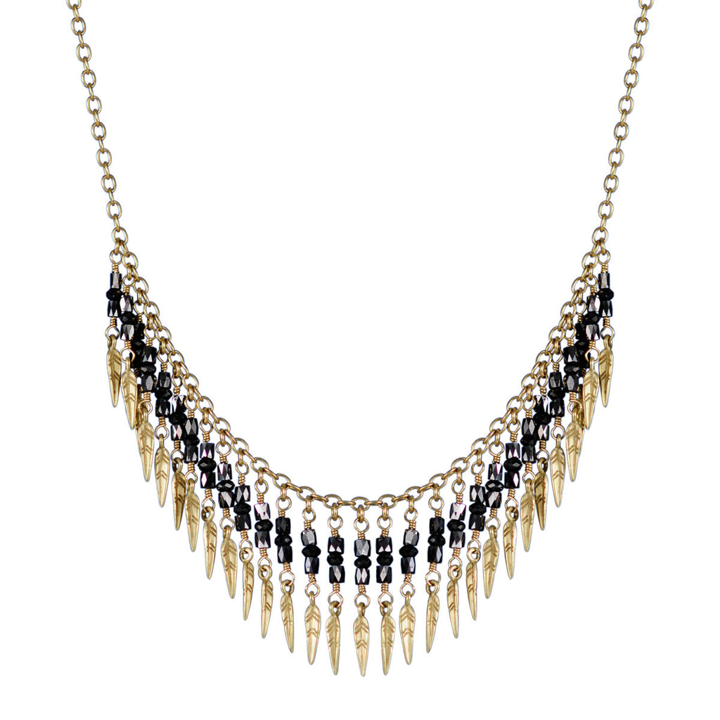 18K Gold Black Diamond Dream Catcher Fringe Necklace - Me&Ro