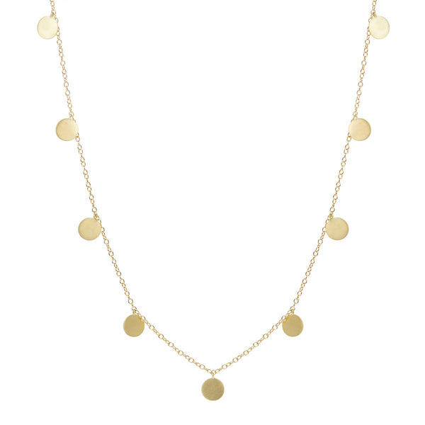 18K Gold Long Medium Disc Necklace - Me&Ro