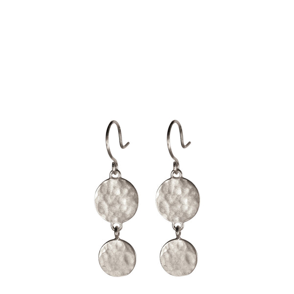 Sterling Silver Double Hammered Disc Drop Earring - Me&Ro