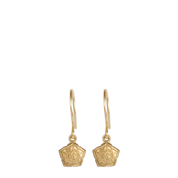 10K Gold Small Om Flower Earrings - Me&Ro