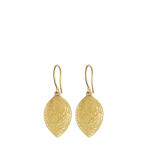 18K Gold Medium Engraved Paisley Earrings - Me&Ro