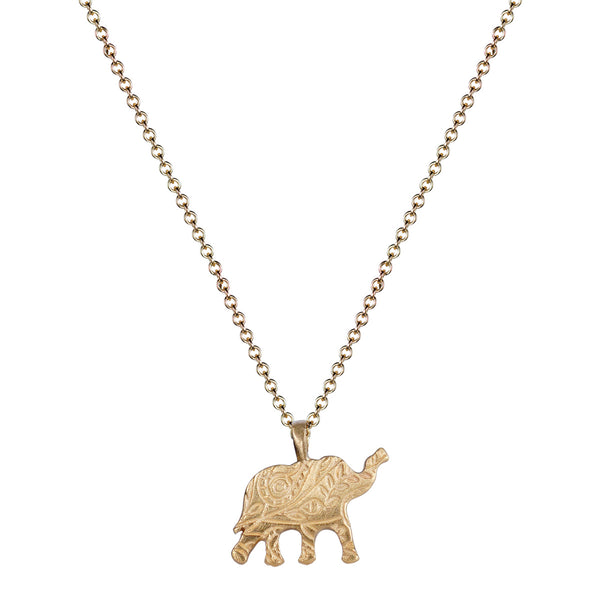 10K Gold Small Paisley Elephant Pendant - Me&Ro