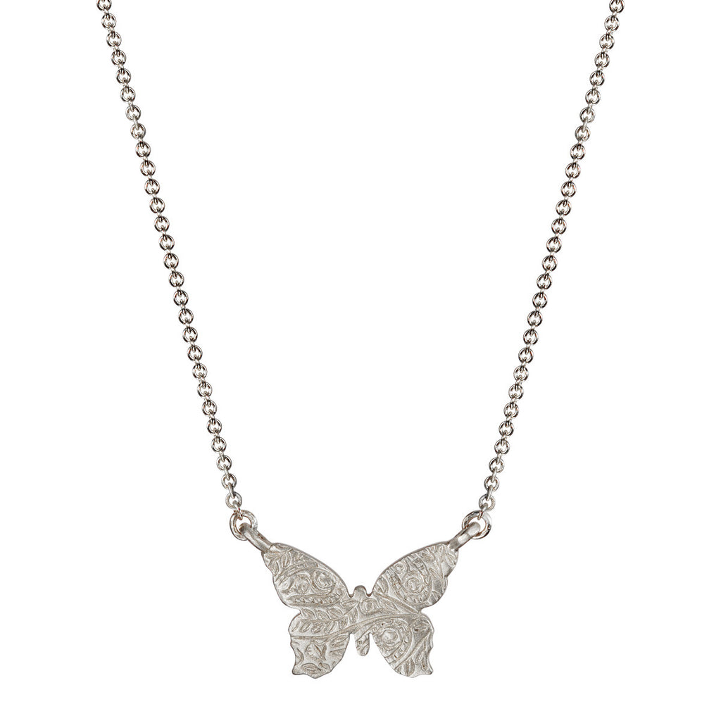 Mini Engraved Locket Necklace - Butterfly