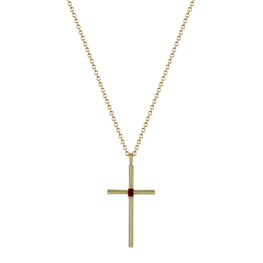 Hold for Ditas 18K gold 12 ruby rubies stone popular Cross pendant