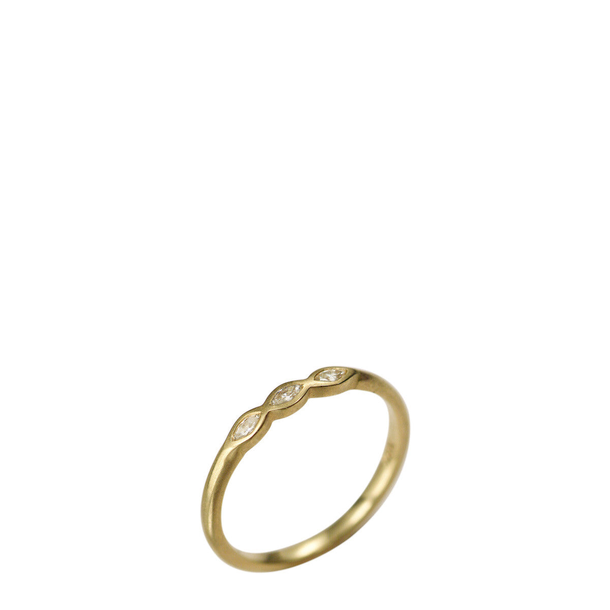 18K Gold Tiny Fish Ring with Marquise Diamond 7 / 18K Gold